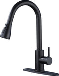 Kitchen Faucet with Pull Down Sprayer，Black Kitchen Sink Faucet，High Arc Single by Unknown