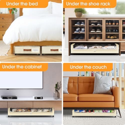 Under Bed Storage with Wheels 2Pack Storage Containers with Clear Window - Image 7