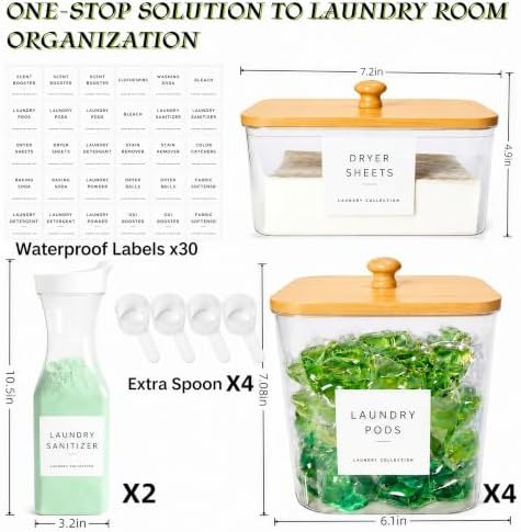5+2 Pack Laundry Pods Containers & Dryer Sheet Holder & Laundry Detergent - Image 2
