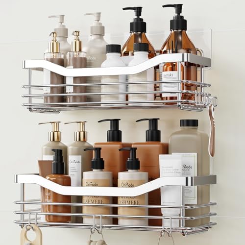 Orimade Shower Caddy Basket Shelf Storage Rack Pack of 2, No Drilling Wall by Orimade