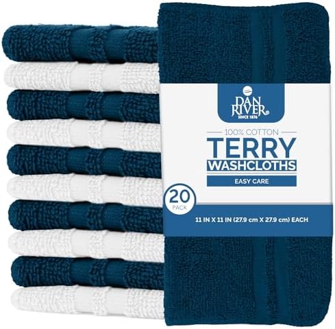 DAN RIVER 100% Cotton Washcloths 20 Pack Premium Quality Face and Body Cloth - Image 2