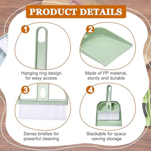uxcell Mini Dustpan and Brush Set, Small Broom and Dustpan Set - Image 3