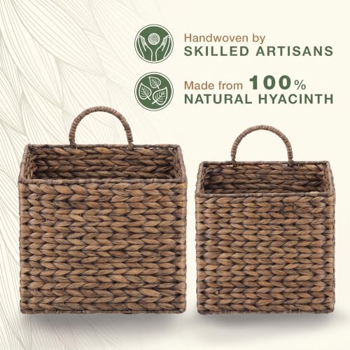 84ECO Set of 2 Black Wicker Hanging Baskets - Image 6