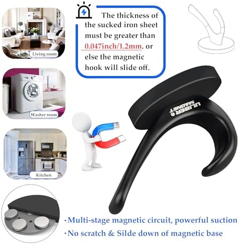ULIBERMAGNET Strong Magnetic Double Coat Hooks, 4 Pack Heavy Duty Magnetic - Image 2