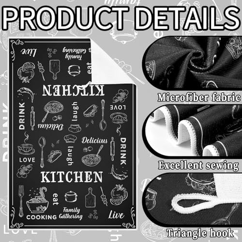 Bencailor 6 Pcs Black and White Kitchen Towels Decorative Sets Dish Towels - Image 5