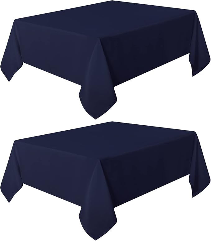 sancua 2 Pack Navy Tablecloth 54 x 54 Inch, Stain and Wrinkle Resistant Square Table Cloth - Washable Polyester Table Cover for Dining Tables, Buffet Parties and Camping