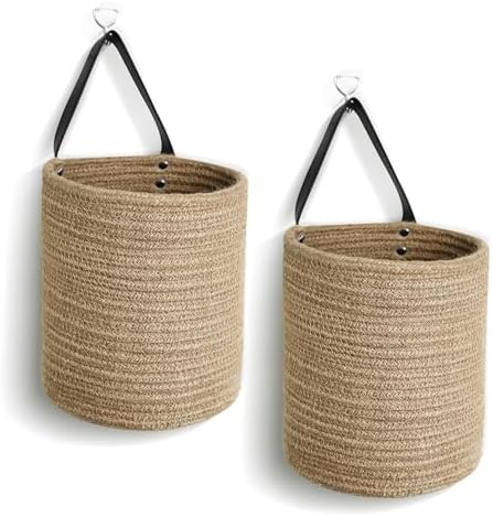 Hanging Basket 2 Pack, Small Wicker Wall Baskets by Unknown