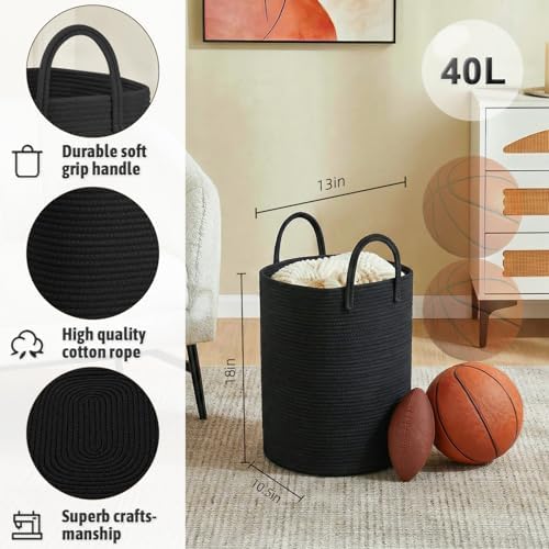 Artfeel Laundry Basket, Woven Cotton Rope Laundry Hamper, 100L Versatile Storage - Image 2