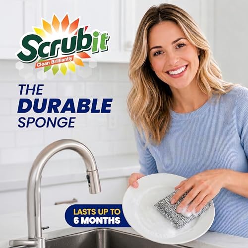 SCRUBIT Scrub Sponges for Kitchen, Non-Scratch Dish Sponges, Heavy Duty Steel - Image 3