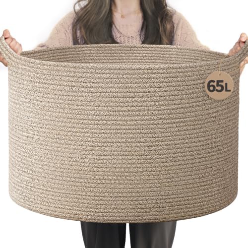 INDRESSME Large Woven Wicker Blanket Basket Living Room by INDRESSME