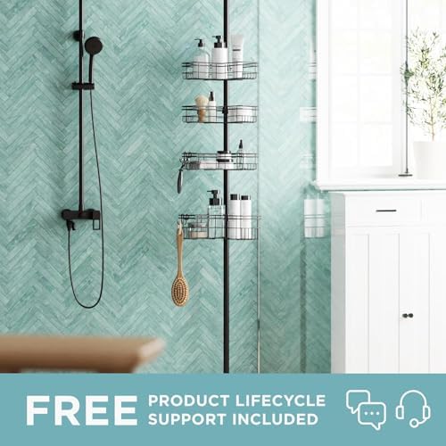 Zenna Home Tension Pole Shower Caddy Corner Organizer, Adjustable Standing - Image 2