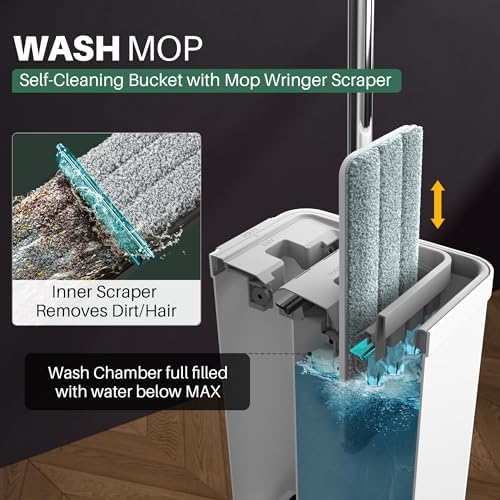 JOYMOOP Flat Mop System, Microfiber Mop and Bucket Set, Household & Commercial - Image 2