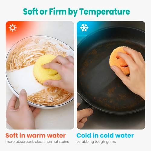 Dish Scrub Sponges, Non-Scratch Temperature Controlled Smiley Color Sponge - Image 2