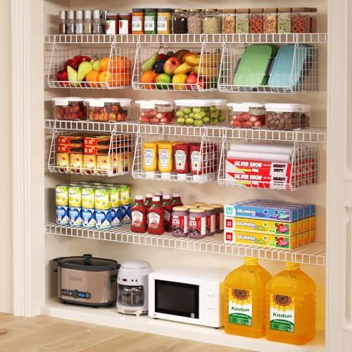 3-Pack Under Shelf Hanging Baskets Space-Saving Pantry Shelf Organizer by Unknown