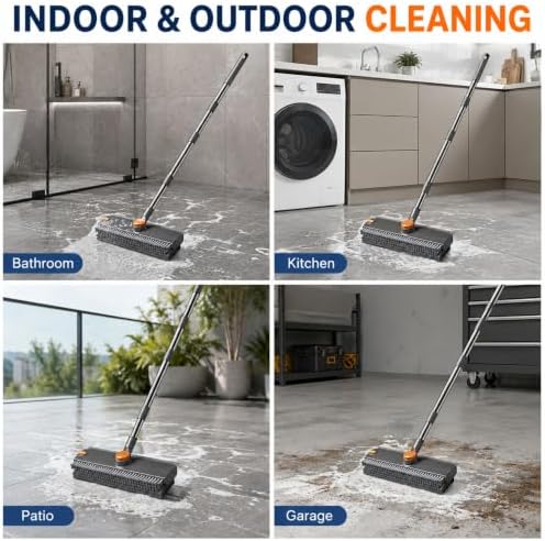 ROOM127 Floor Scrub Brush with Squeegee – 53-Inch V-Shaped Bristles - Image 7
