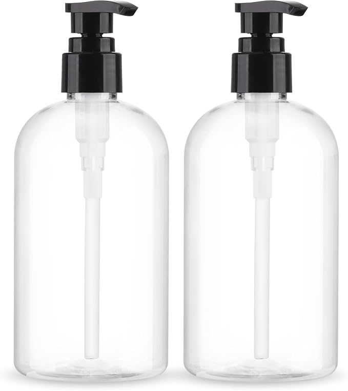 Empty Pump Bottles Dispenser 2 Pack 300ml/10.15oz. Clear Plastic Pump Bottle by Aurnoet