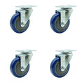Service Caster Brand Replacement Set for Uline Casters - Swivel Top Plate Casters with 4 Inch Blue Polyurethane Wheels - Includes 4 Swivel Casters - Fits Vinyl Basket Truck 24 Bushel