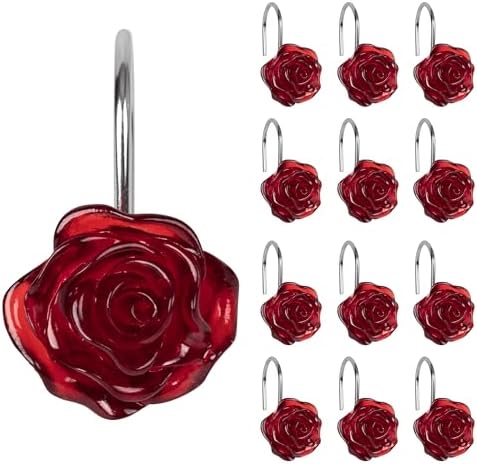 Sunlit Rose Shower Curtain Hooks, Home Decorative Flower Shower Curtain Rings - Image 2