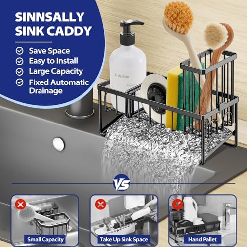 Sinnsally Kitchen Sponge Holder, Sink Caddy Organizer - Image 2