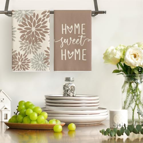 Artoid Mode Brown Stripes Home Sweet Home Boho Spring Kitchen Towels Dish Towels - Image 2