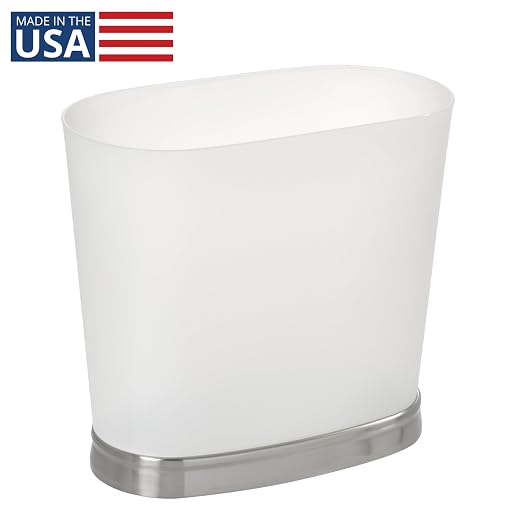 iDesign Slim Bathroom Trash Can, Frost/Brushed Nickel | Small, - Image 2