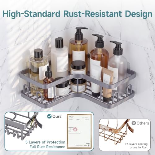 Veken Large Capacity Corner Shower Caddy 6-Pack, Advanced Rustproof Design - Image 3
