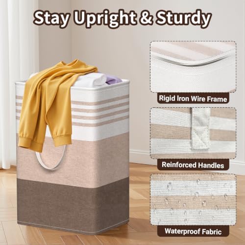 WOWBOX 2 Pack Laundry Baskets, Collapsible Dirty Clothes Laundry Hampers - Image 3