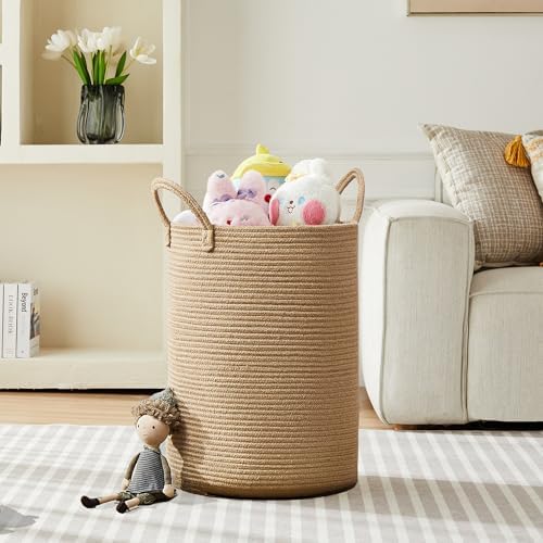 80L Extra Large Jute Woven Rope Laundry Basket Tall Wicker Hamper - Image 5