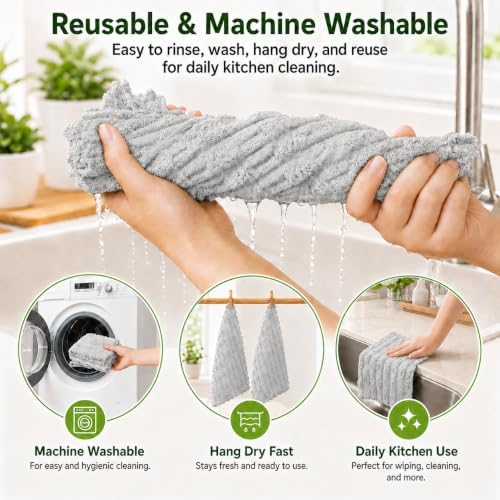 kimteny Microfiber Dish Cloths for Washing Dishes 18 Pack, Light Grey - Image 5