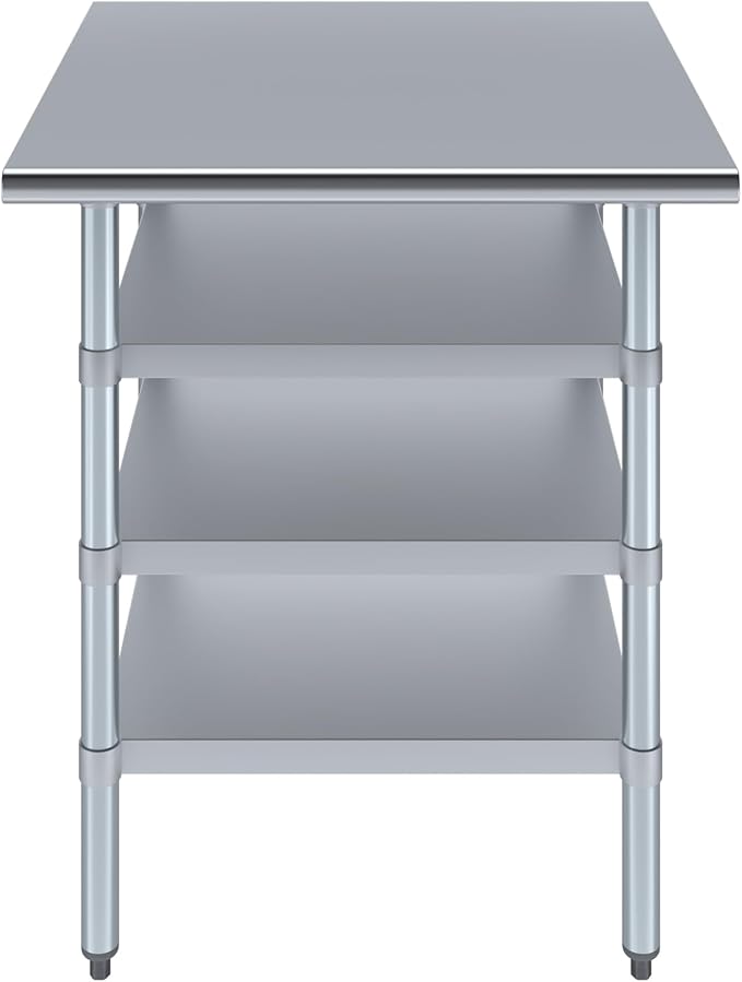 30 in. x 30 in. Stainless Steel Work Table with Three Bottom Shelves | NSF Kitchen Prep Table | Utitly Metal Table