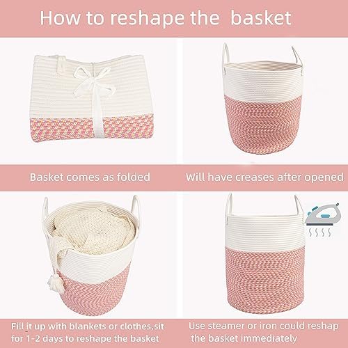 XUANGUO Cotton Rope Laundry Basket Hamper - Image 6