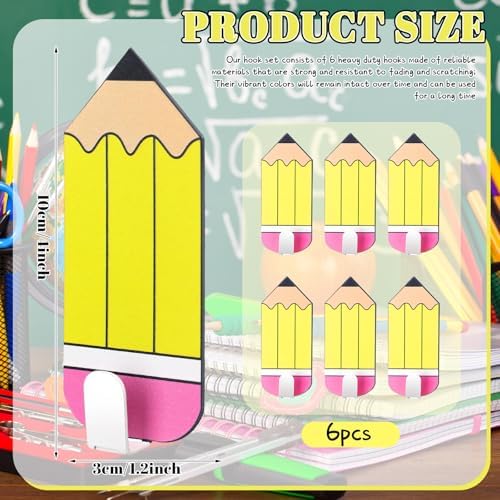 Cinnvoice 6 Pcs Pencil Classroom Decoration Pencil Magnetic Hooks Colorful Wall - Image 3