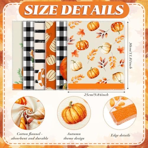 Mindsoft 36 Pcs Fall Reusable Paper Towels Rolls Washable Bulk Autumn Pumpkin - Image 3