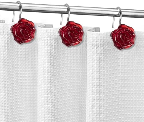 Sunlit Rose Shower Curtain Hooks, Home Decorative Flower Shower Curtain Rings - Image 4