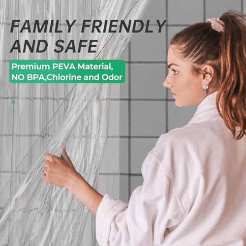 AmazerBath Stall Shower Curtain Liner 54x78, Plastic Shower Liner Clear - Image 3
