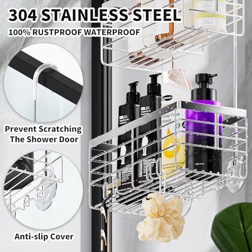 SHANSHUI Shower Hanging Caddy, Double Bathroom Showers Organizer Basket - Image 4