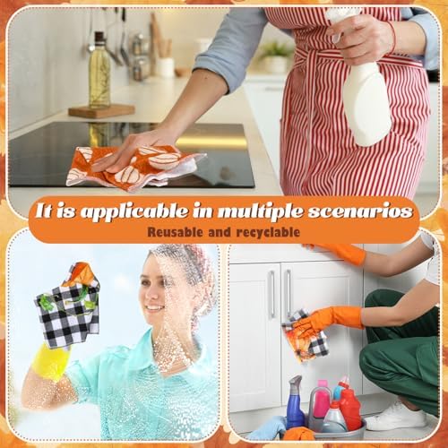 Mindsoft 36 Pcs Fall Reusable Paper Towels Rolls Washable Bulk Autumn Pumpkin - Image 5