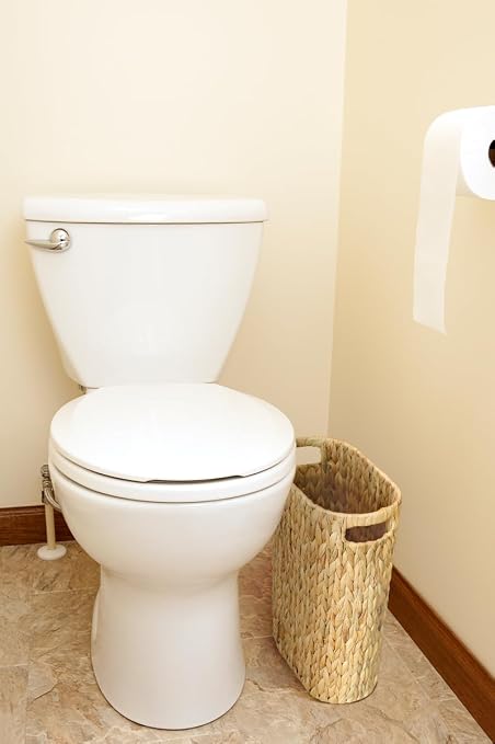 Coeusy Wicker Trash Can, Bathroom Trash Can, Water Hyacinth Wicker Waste Basket - Image 3