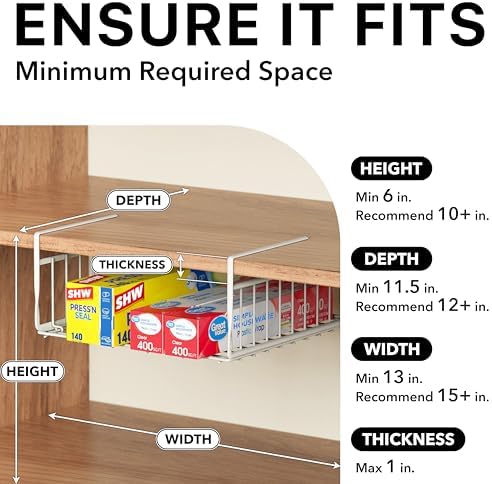 Simple Houseware 2-Pack Under Shelf Wire Metal Basket Shelf - Image 3