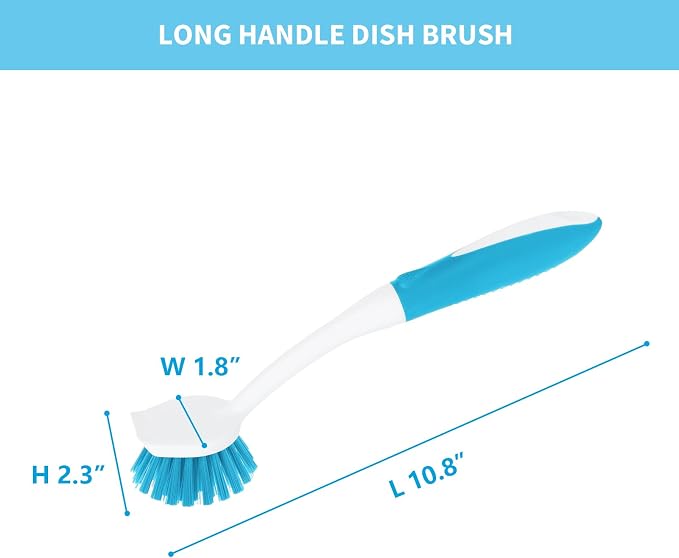 Dish Brush with Handle, 2 Pack Scrub Brushes - Image 7