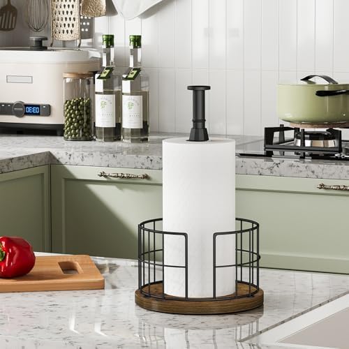 YINMIT Paper Towel Holder Countertop, One-Handed Tear Farmhouse Paper Towel - Image 2