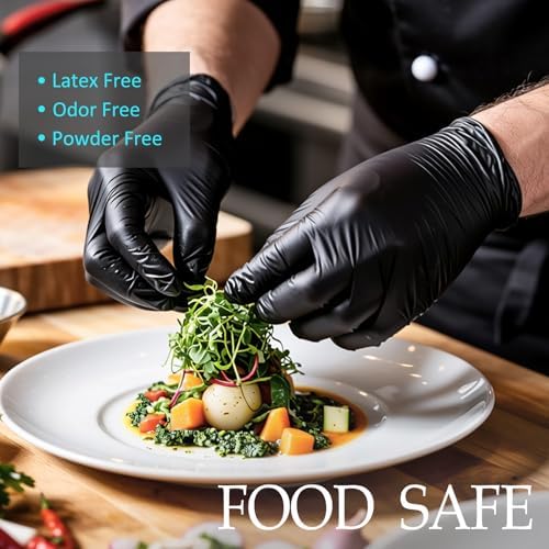 PROMEDIX P Black Disposable Nitrile Gloves, 6Mil 100 Pcs Food Safe Cooking - Image 3