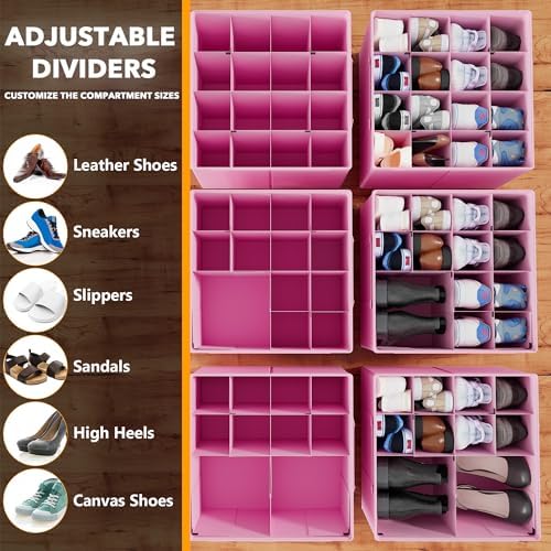SpaceAid Shoe Organizer for Closet, 2 Pack Foldable Shoe Storage Containers - Image 3