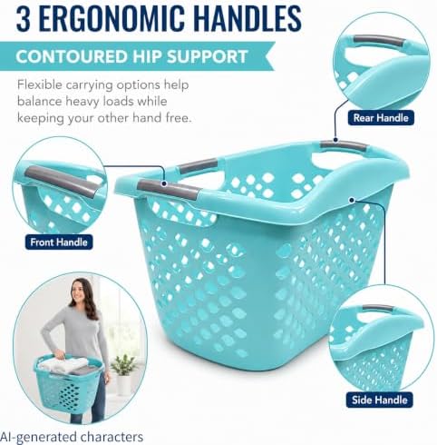 Teal Laundry Basket Set of 2 - Image 4