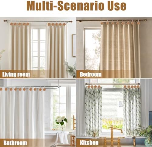 Shower Curtain Hooks, Wood Decorative Shower Curtain Rings, Modern Round Log - Image 5