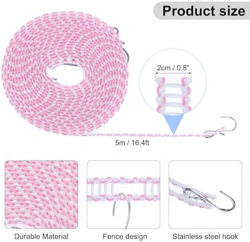 uxcell Windproof Clothesline, 5M 16.4ft Plastic Non-Slip Clothes Drying Rope - Image 2