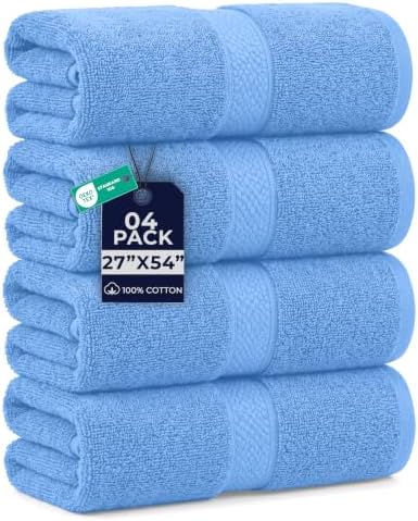 DAN RIVER 600 GSM Cotton Large Bath Towels Set of 4, 27 x 54 Inches by DanRiver
