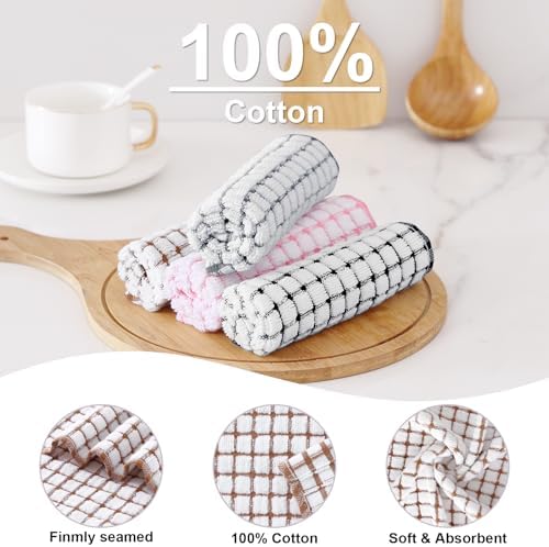 Kitinjoy Cotton 24 Pack Terry Kitchen Dish Cloths, Mix Color - Image 2