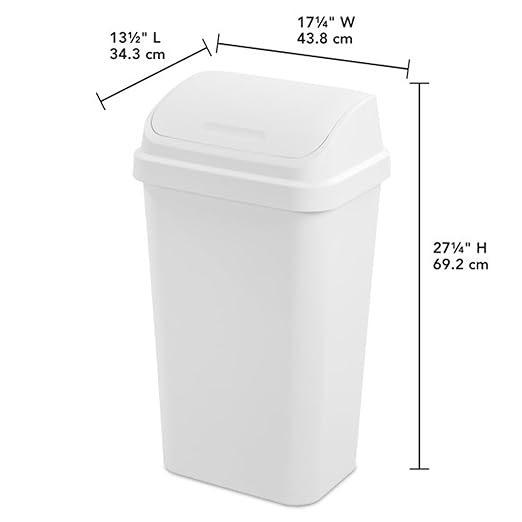 Sterilite Swing Top Wastebasket, Trash Can, 13 Gallon, Garage and Workspace - Image 3