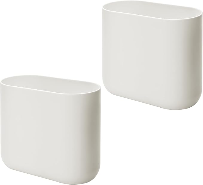 iDesign Small Slim Plastic Bathroom Trash Can, Coconut White by iDesign